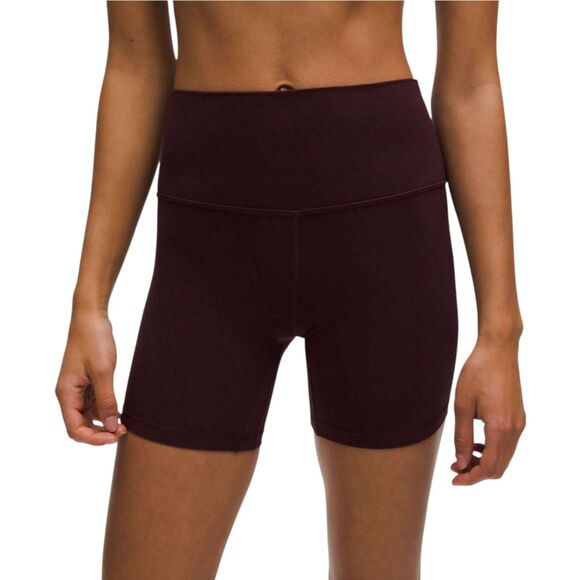 lululemon athletica Pants - Lululemon Align High-Rise Short 6" Linear Wordmark Goodnight Plum Multi